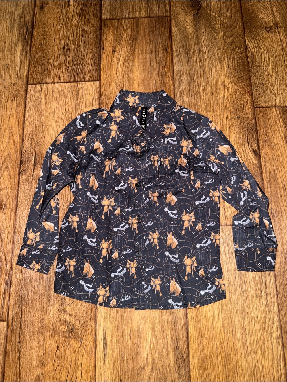 Kids 2Fly Western Print Long-Sleeve Button Up Shirt
